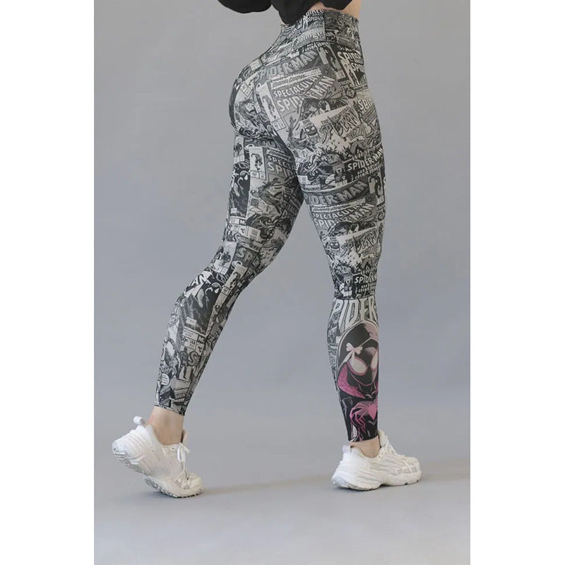 Legging Deportivo Lycra Colombiana Gala Sport Push Up Nadir Gris Oscuro Push Up 7597 Spiderman Ch/m