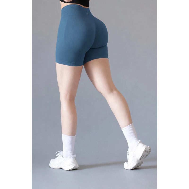 Legging Short Deportivo Colombiano Gala Sport Elite Maven Azul Petróleo Short Scrunch Tk198 Azul 02 G
