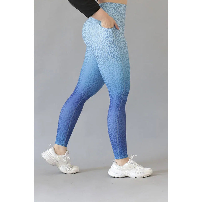 Legging Deportivo Lycra Colombiana Gala Sport Elite Ren Celeste Basica Noa 7531 Felina F Azul Dc G/xg