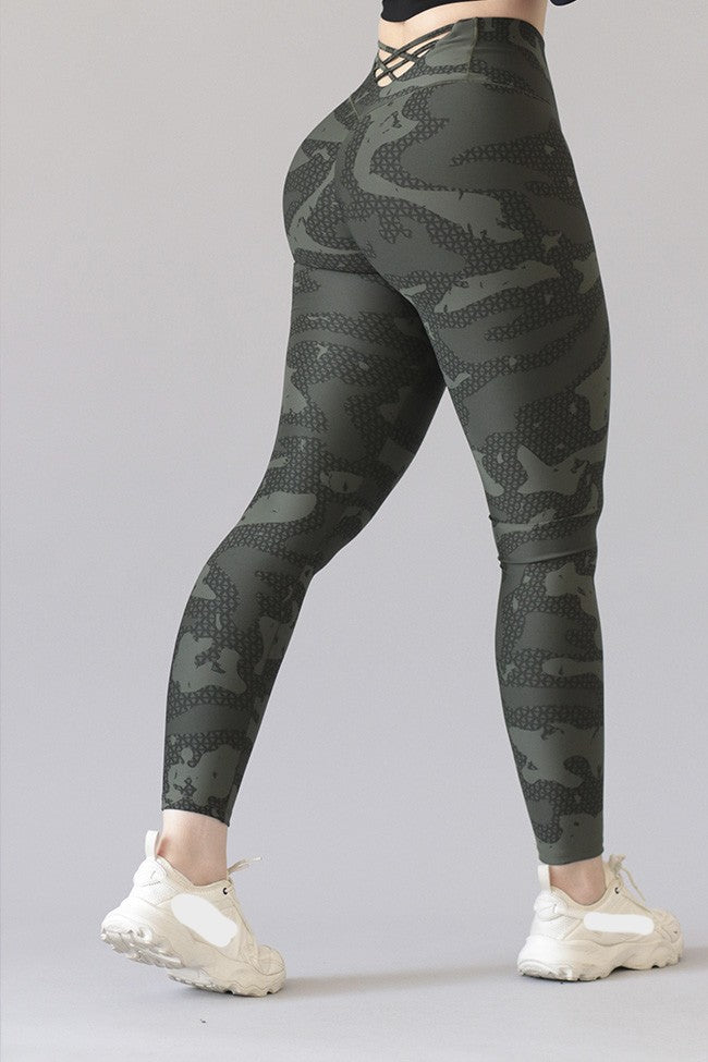 Legging Deportivo Lycra Colombiana Gala Sport Elite Yatzil Verde Musgo Push Up Trs 5220 Camu Ch/m