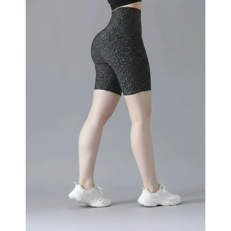 Biker Deportivo Lycra Colombiana Gala Sport Elite West Gris Oscuro Push Up Biker 7399 Leopardo G/xg