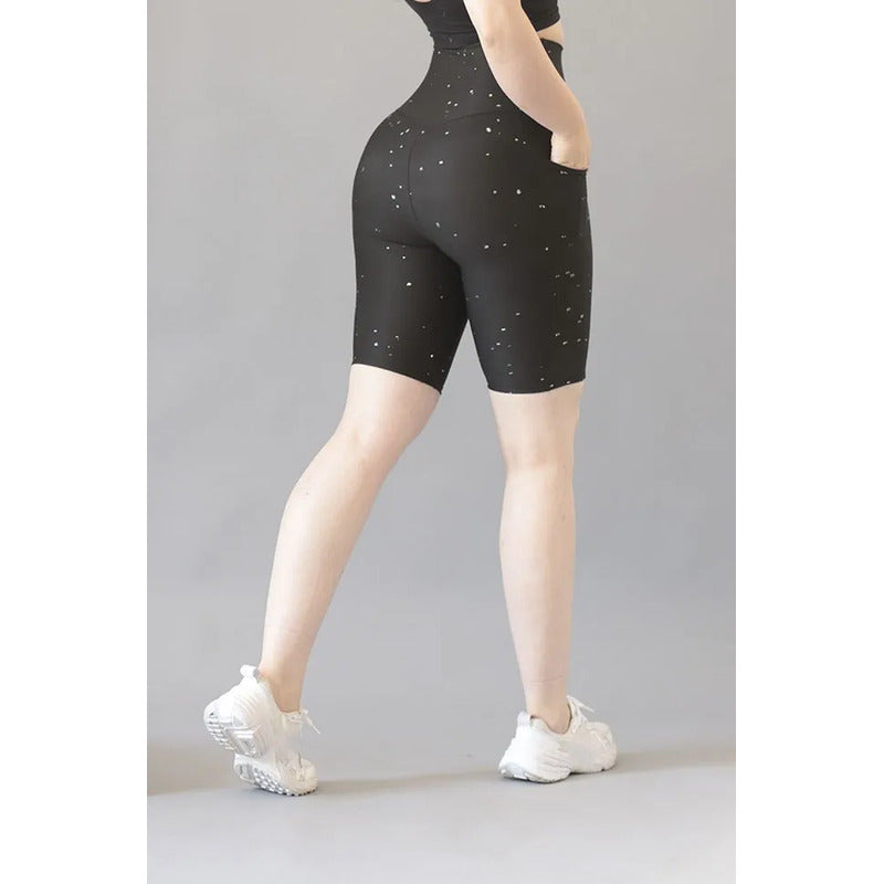 Biker Short Deportivo Colombiano Gala Sport Elite Glam Negro Bikbo Grounge Plata Negra G/xg