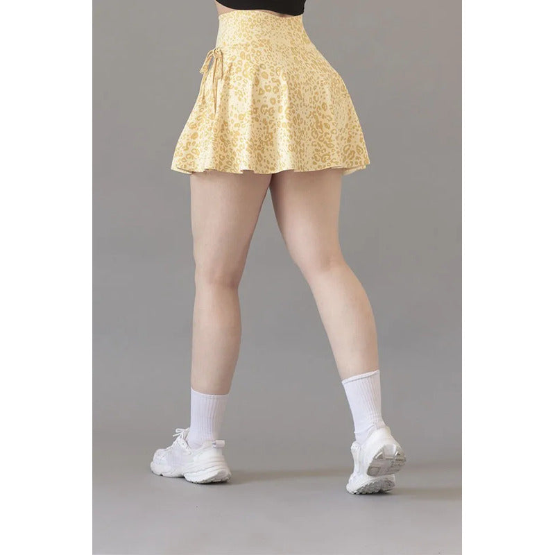 Falda Short Legging Lycra Colombiana Gala Sport Elite Pole Amarillo Falda Short Crown Lycra Soft 7316 Ch/m