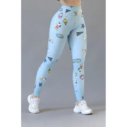 Legging Deportivo Lycra Colombiana Gala Sport E 483 Snoopy Celeste Velvet Push Up 7653 Snoopy Ch/m