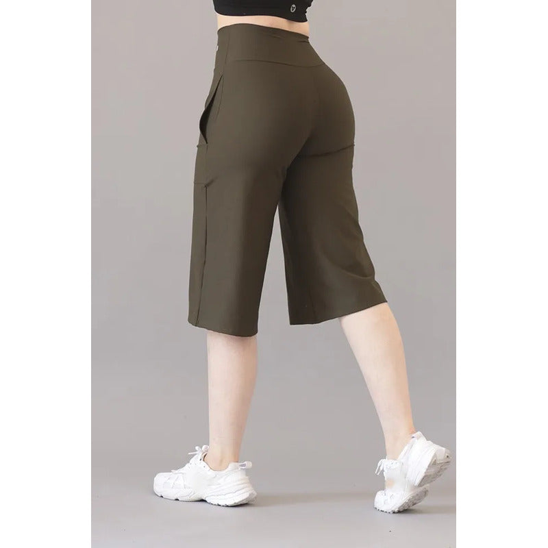 Legging Deportivo Lycra Colombiana Gala Sport Elite Boom Verde Musgo Capri S2 Velvet Verde Ch/m