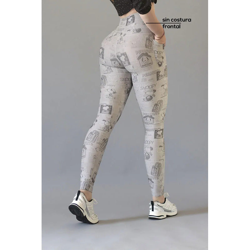 Legging Deportivo Lycra Colombiana Galasport Elite Snoopy Pt Gris Noasf 7728 Snoopy G/xg