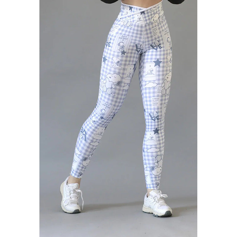 Legging Lycra Deportivo Colombiano Galasport Elite719 Snoopy Celeste Envebi 7619 Snoopy Ch/m