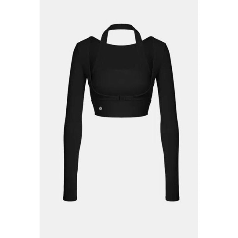 Blusa Top Manga Larga Lycra Deportiva Gala Sport Negra