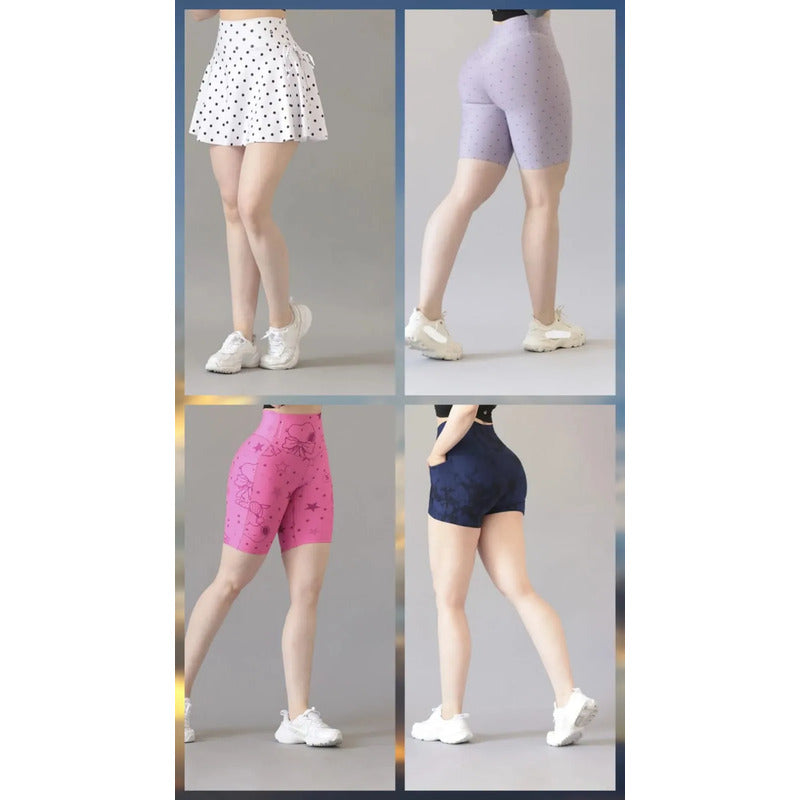 Kit 3 Prendas Deportivas Dama Biker Short O Falda Multicolor Preguntar Por Modelos Disponibles Ch/m/g