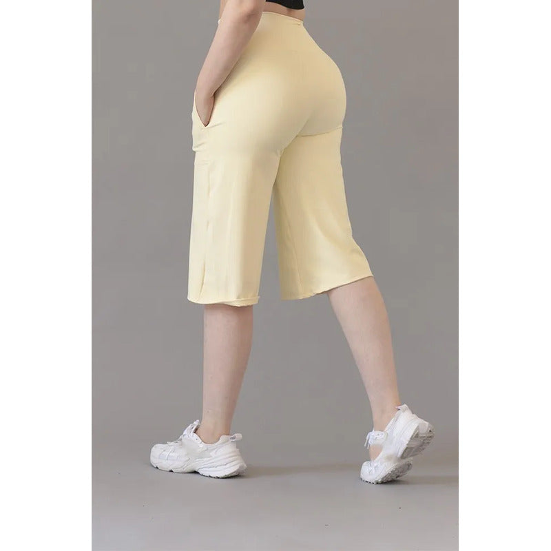 Legging Deportivo Lycra Colombiana Gala Sport Elite Boom Amarillo Capri S2 Lycra Soft Amarilla Ch/m