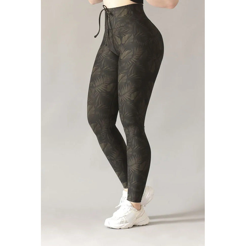 Legging Deportivo Lycra Colombiana Gala Sport Elite Electra Verde Oscuro Push Up Prepole 7459 Hojas Ch/m