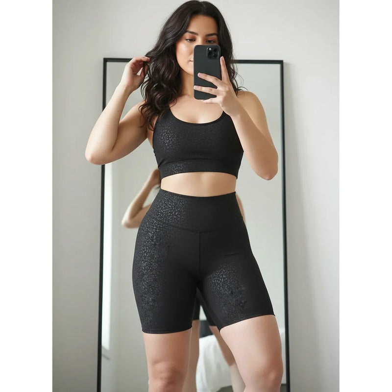Short Deportivo Lycra Colombiana Gala Sport Saturn Negro Push Up Biker Manf Negra G/xg