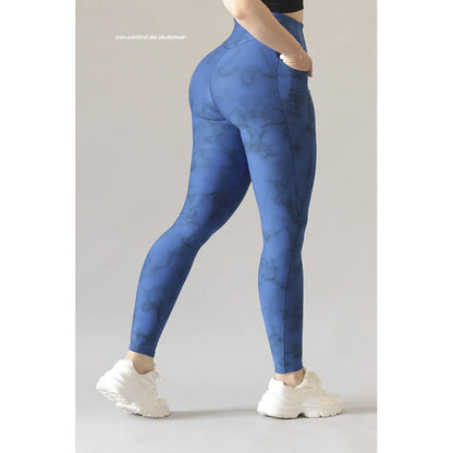 Legging Deportivo Lycra Colombiana Gala Sport Elite Snake Azul Naio Com Iv 6588 Nubes G/xg