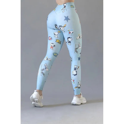 Legging Deportivo Lycra Colombiana Gala Sport E 483 Snoopy Celeste Velvet Push Up 7653 Snoopy Ch/m