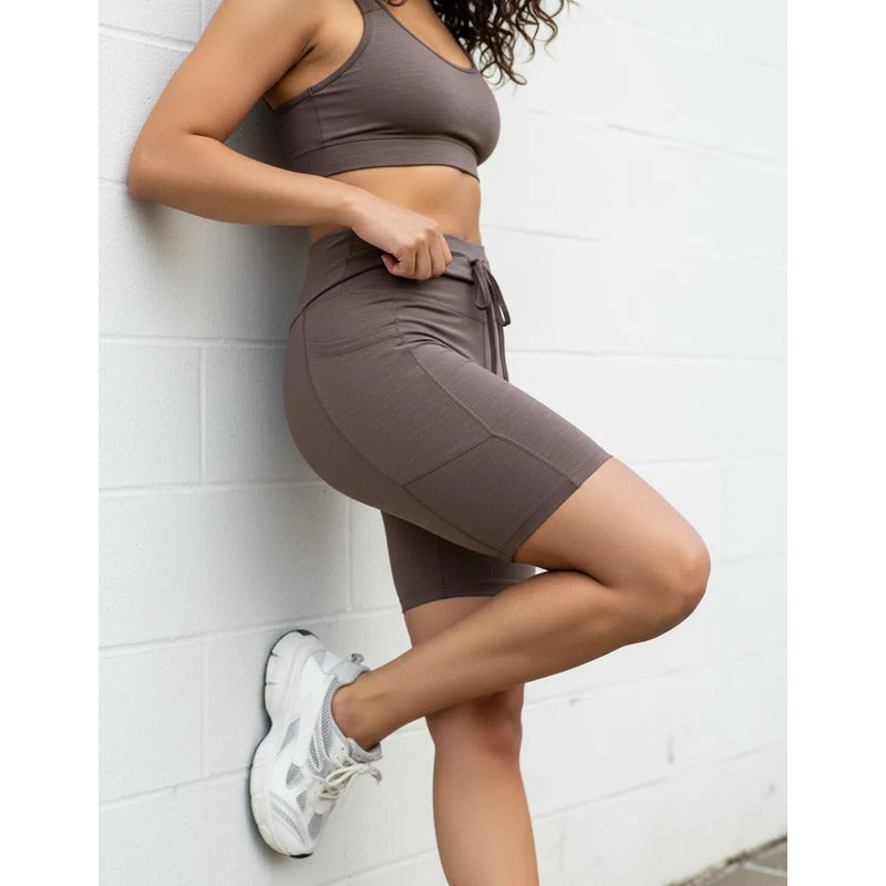 Leggings Gala Sport Elite Short Biker Mujer Negro Marrón Claro Bikbo Prepole Elein Cafe Pt Ch/m