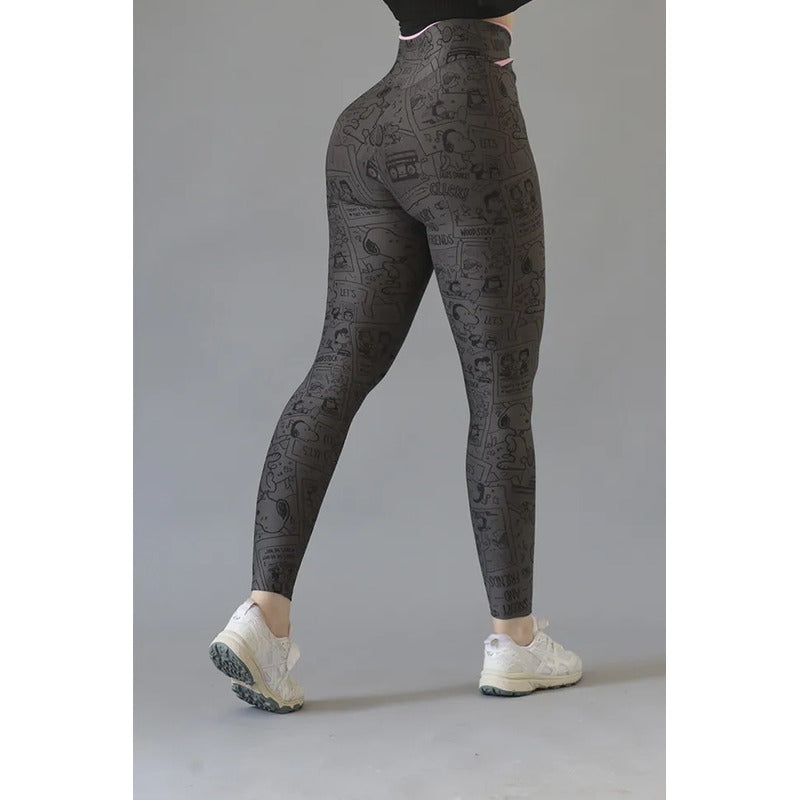 Legging Lycra Deportivo Colombiano Galasport Elite719 Snoopy Gris Oscuro Envebi 7128 Snoopy G/xg