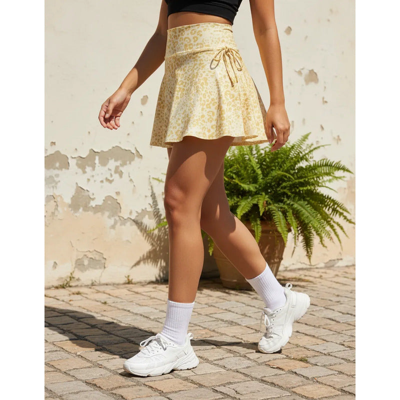 Falda Short Legging Lycra Colombiana Gala Sport Elite Pole Amarillo Falda Short Crown Lycra Soft 7316 Ch/m