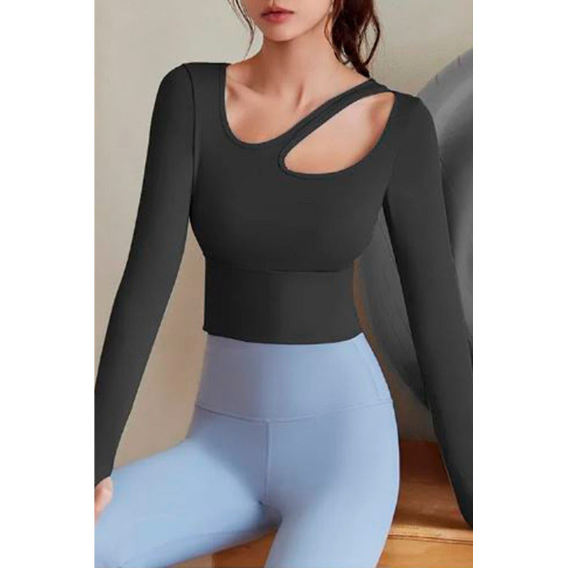 Blusa Top Manga Larga Lycra Deportiva Gala Sport Negra