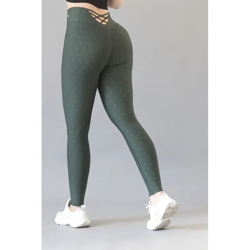 Legging Deportivo Lycra Colombiana Gala Sport Elite Captive Verde Push Up Trs Npolka Verde Ds Ch/m