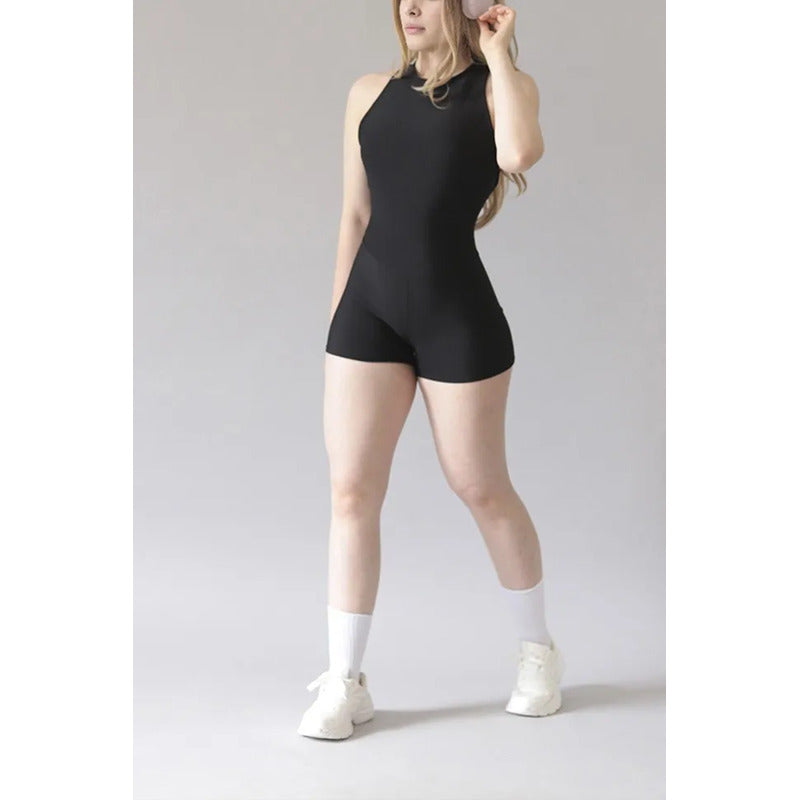 Legging Jumpsuit Lycra Colombiana Gala Sport Enterizo Vusy Negro Entel Short Corto Negro Ch/m/g