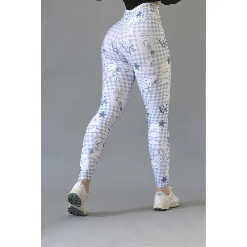 Legging Lycra Deportivo Colombiano Galasport Elite719 Snoopy Celeste Envebi 7619 Snoopy G/xg