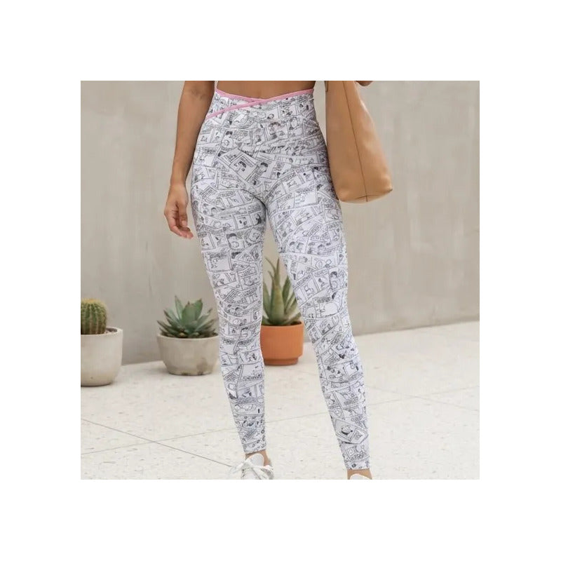 Legging Lycra Deportivo Colombiano Galasport Elite719 Snoopy Blanco Envebi 7621 Snoopy Ch/m