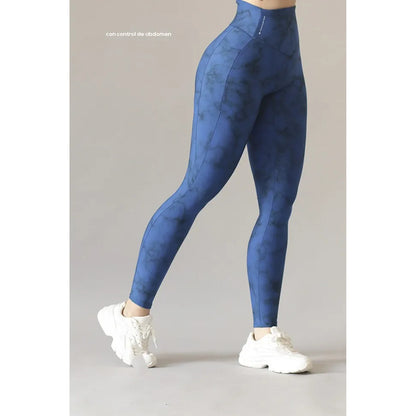 Legging Deportivo Lycra Colombiana Gala Sport Elite Snake Azul Naio Com Iv 6588 Nubes G/xg