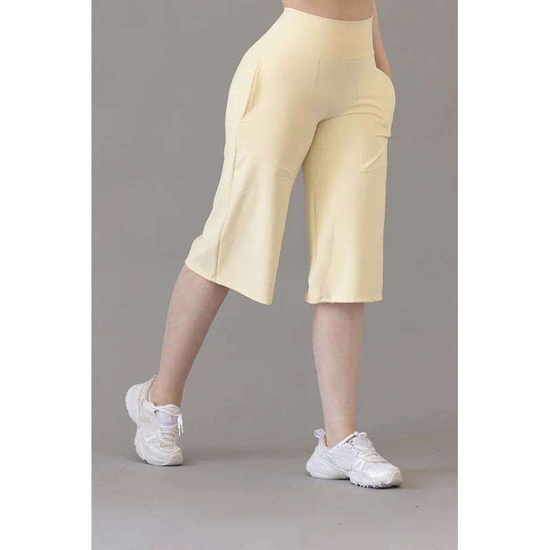 Legging Deportivo Lycra Colombiana Gala Sport Elite Boom Amarillo Capri S2 Lycra Soft Amarilla Ch/m