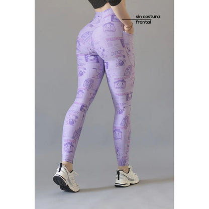 Legging Deportivo Lycra Colombiana Galasport Elite Snoopy Pt Lila Noasf 7729 Snoopy G/xg