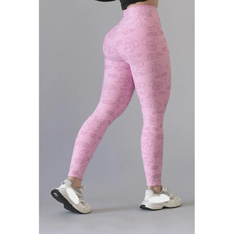 Legging Deportivo Lycra Colombiana Gala Sport Elite Tattoo Rosa Yow 5863 Mickey Mouse Ch/m