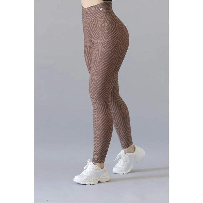 Legging Deportivo Lycra Colombiana Gala Sport Elite Astro Marrón Claro Envevo 6246 Animal Ch/m
