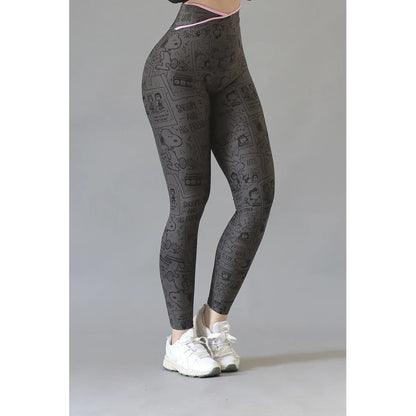 Legging Lycra Deportivo Colombiano Galasport Elite719 Snoopy Gris Oscuro Envebi 7128 Snoopy G/xg