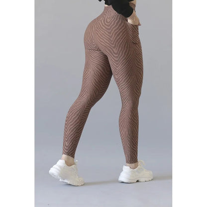 Legging Deportivo Lycra Colombiana Gala Sport Elite Astro Marrón Claro Envevo 6246 Animal Ch/m