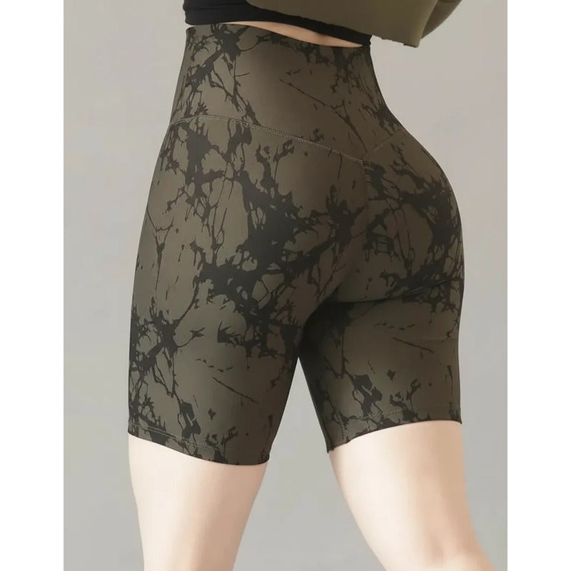 Biker Short Deportivo Lycra Colombiana Gala Sport Saturn Verde Musgo Push Up Biker 7396 Design G/xg