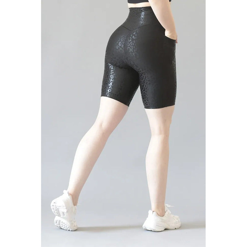 Biker Short Deportivo Lycra Colombiana Gala Sport Elite Flor Negro Bikbo Felina F Negra Ch/m